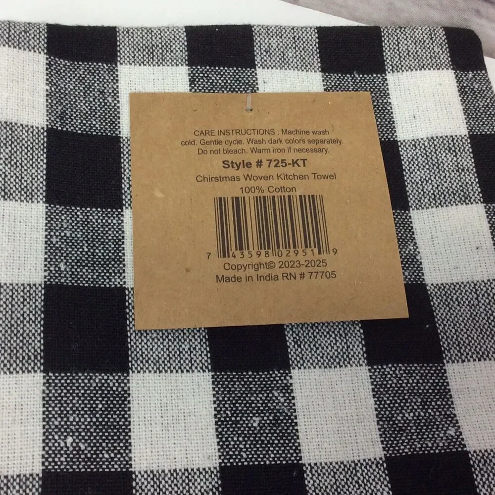 Buffalo Check 5 Pc. Kitchen Set Black/White Towel/Mitt/Pot Holder/2 Dish Cloths